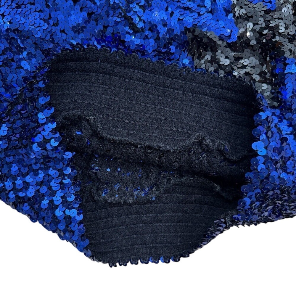 Vintage Lillie Rubin sequin sweater 80's Lightning Bolt Cobalt Blue Party - Picture 11 of 16